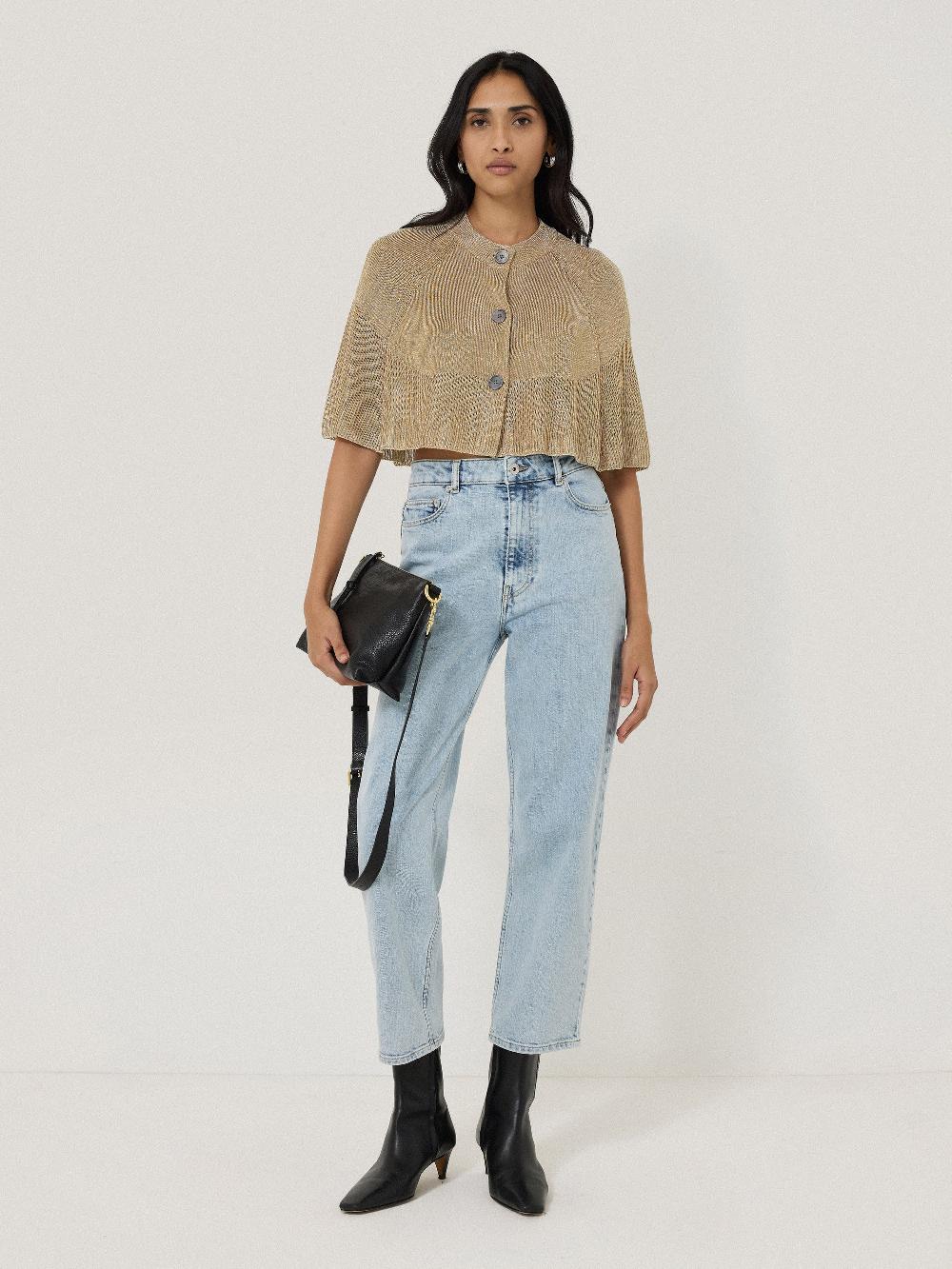 Jigsaw Sparkly Knitted Cape Gold