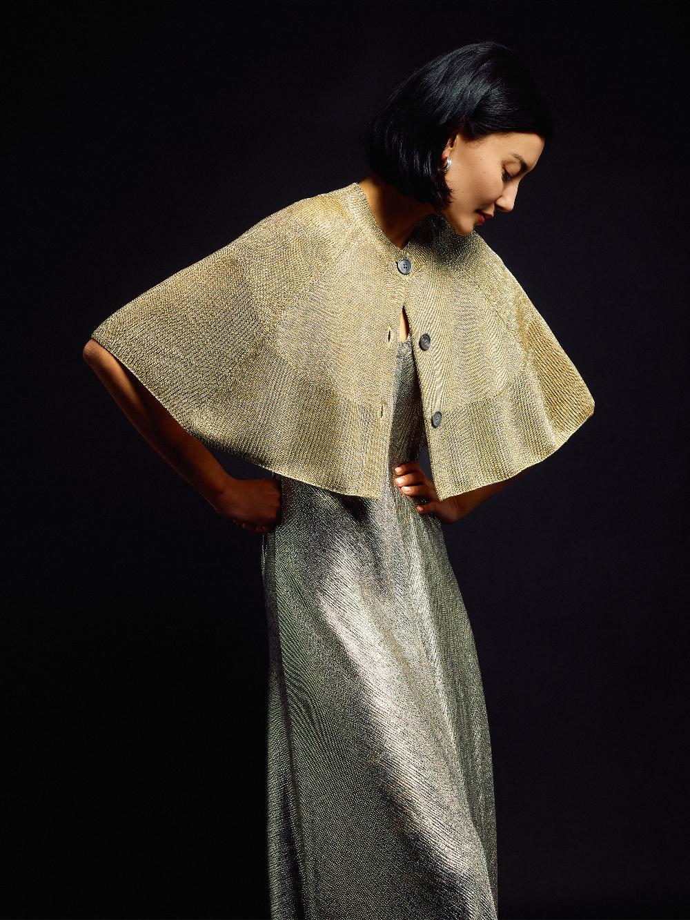 jigsaw Sparkly Knitted Cape Gold