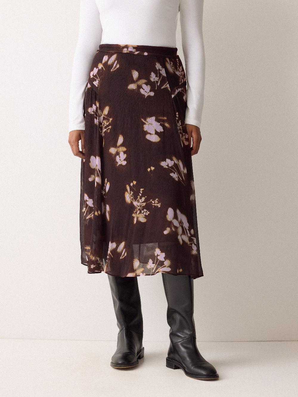 Jigsaw Spray Floral Midi Skirt Purple