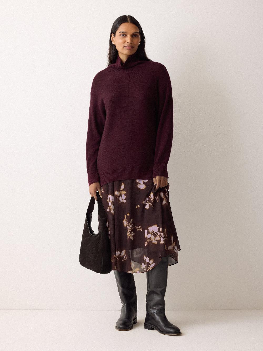 jigsaw Spray Floral Midi Skirt Purple