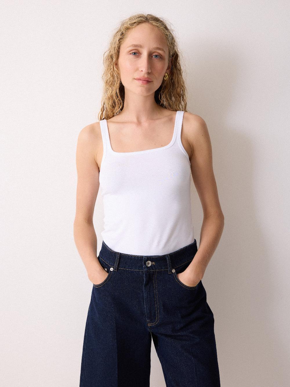 jigsaw Square Neck Layering Tank White