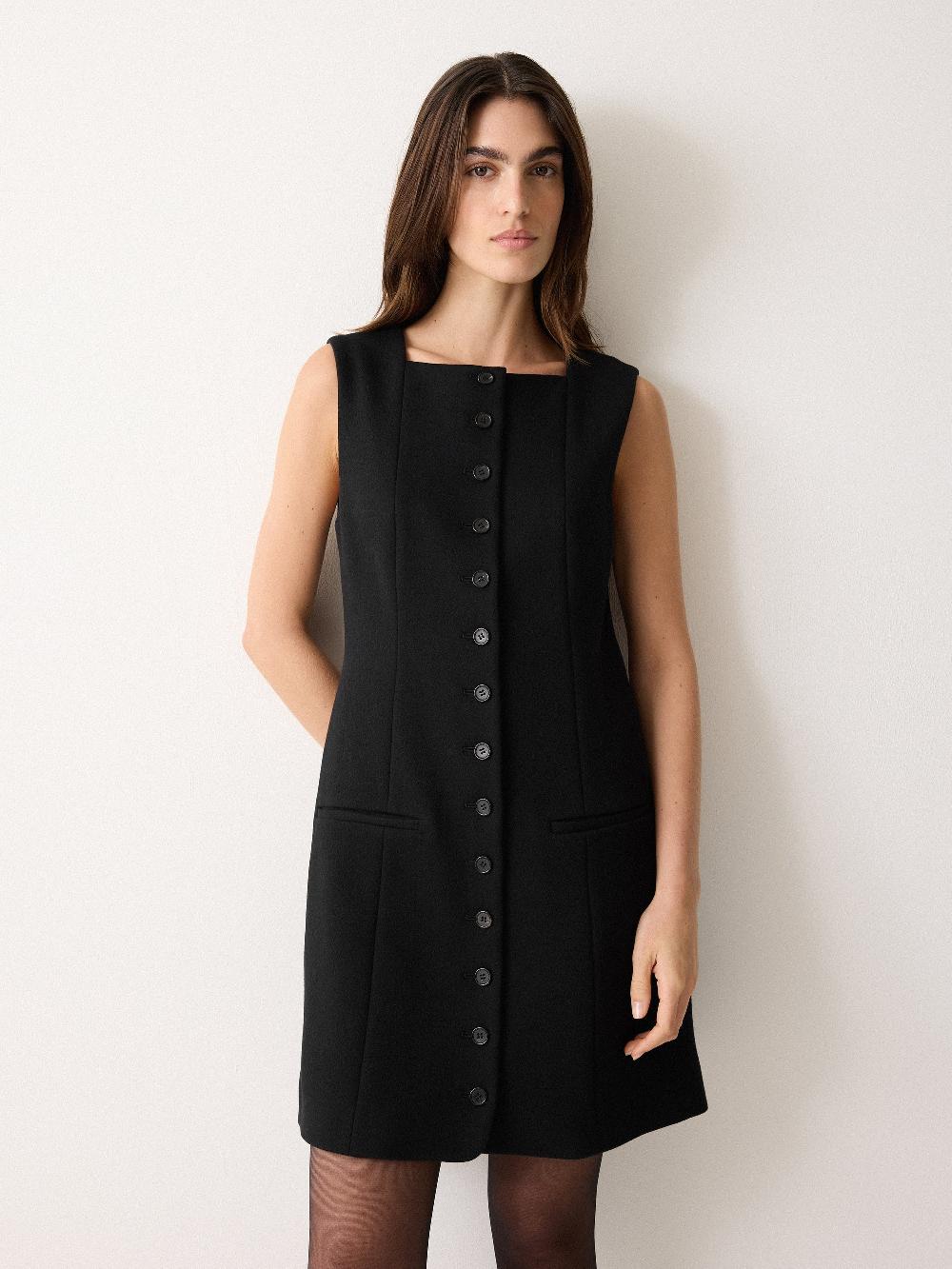 Jigsaw Square Neck Waistcoat Dress Black