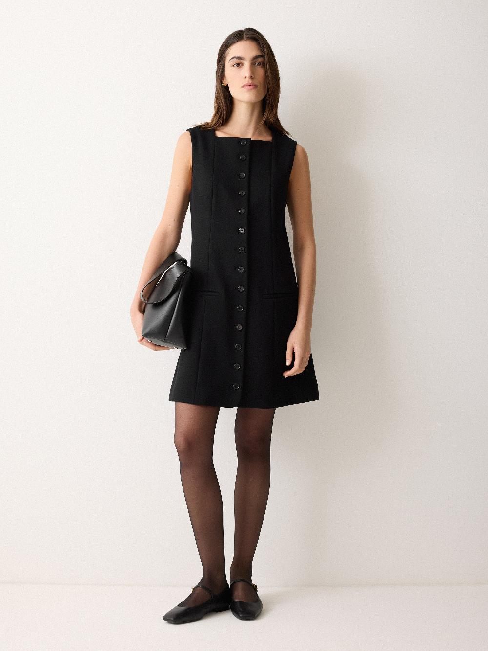 jigsaw Square Neck Waistcoat Dress Black
