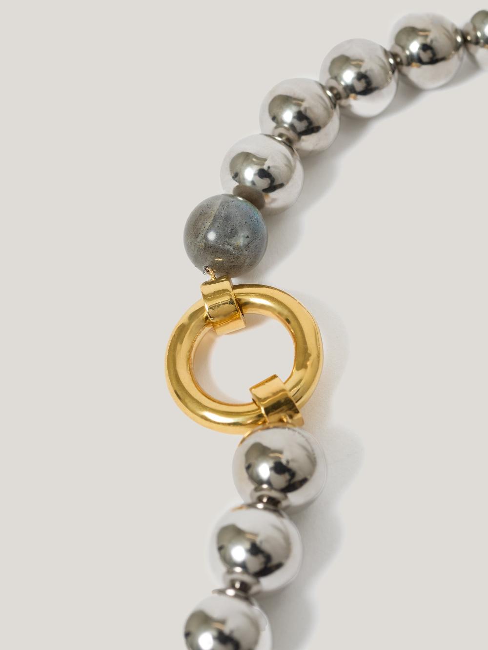 Jigsaw Statement Bead Necklace SILVER