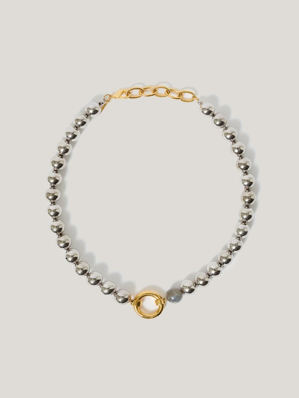 jigsaw Statement Bead Necklace SILVER