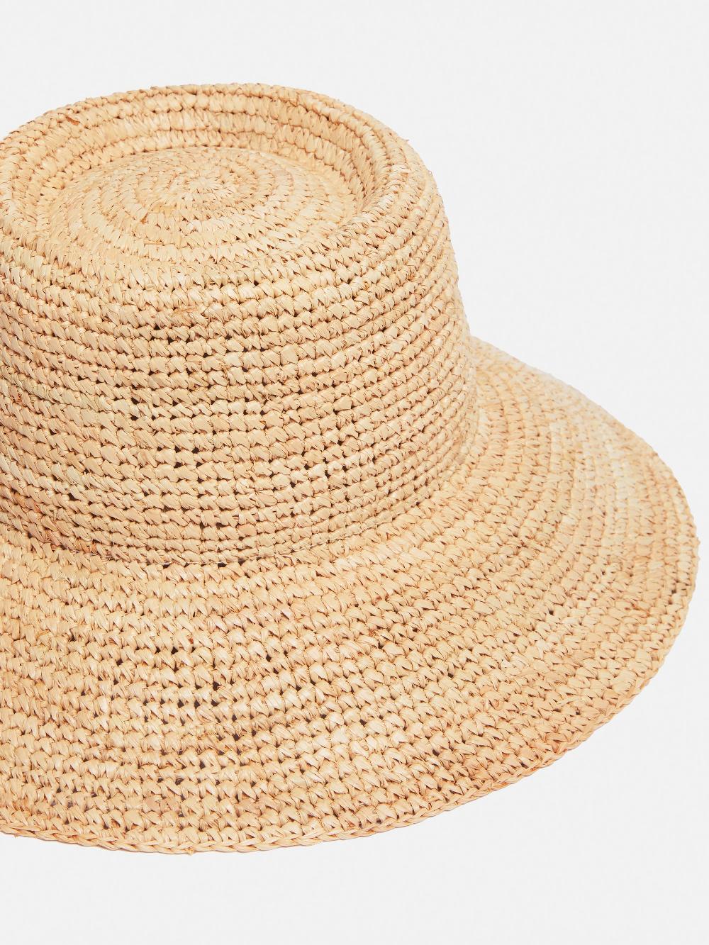 Jigsaw Straw Bucket Hat Natural