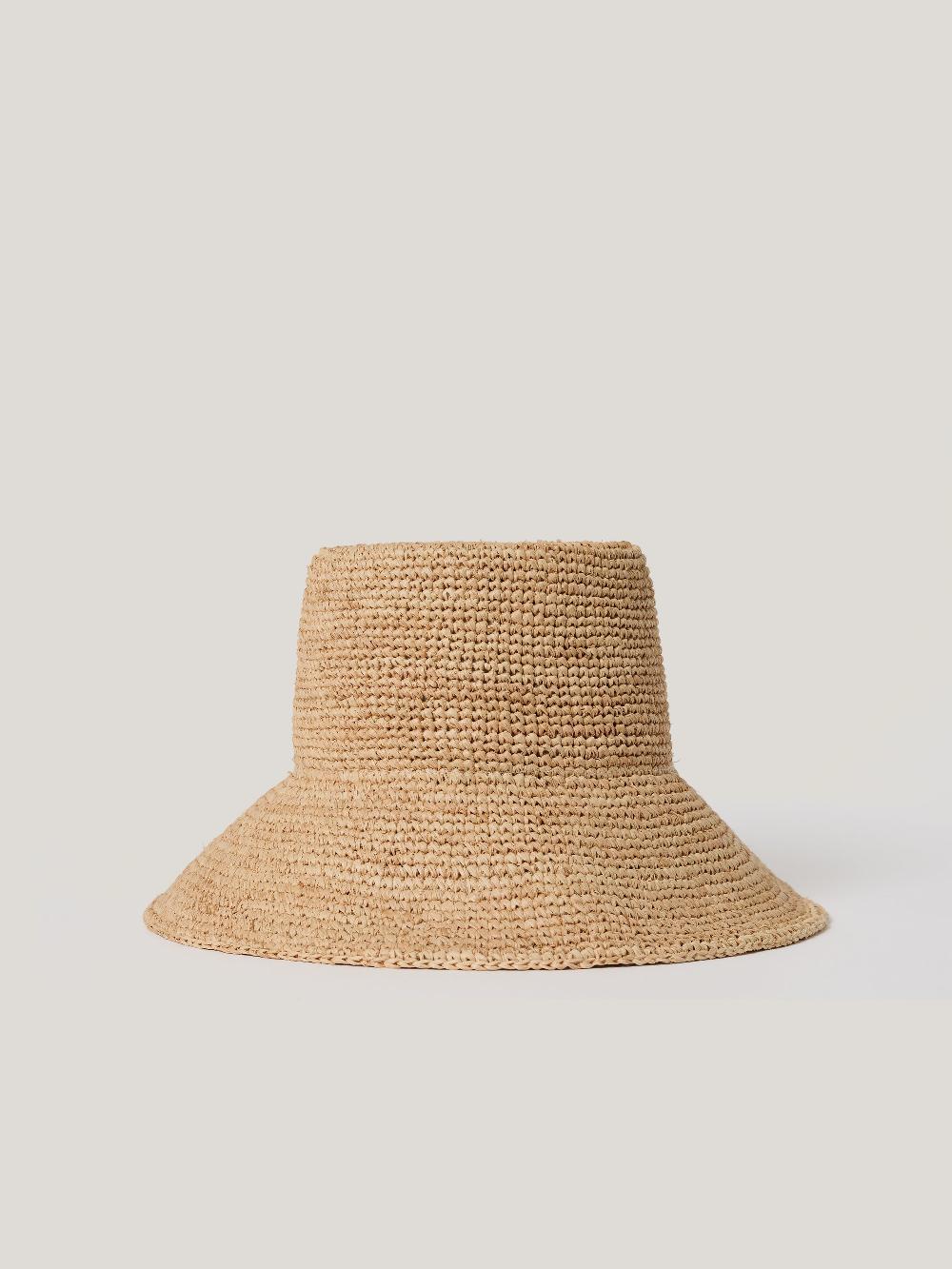 Jigsaw Straw Bucket Hat Natural