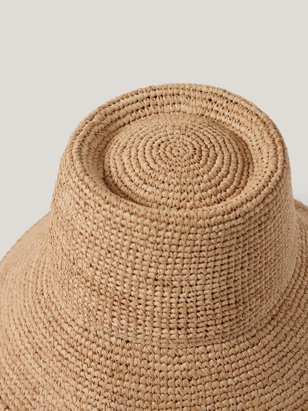 Jigsaw Straw Bucket Hat Natural