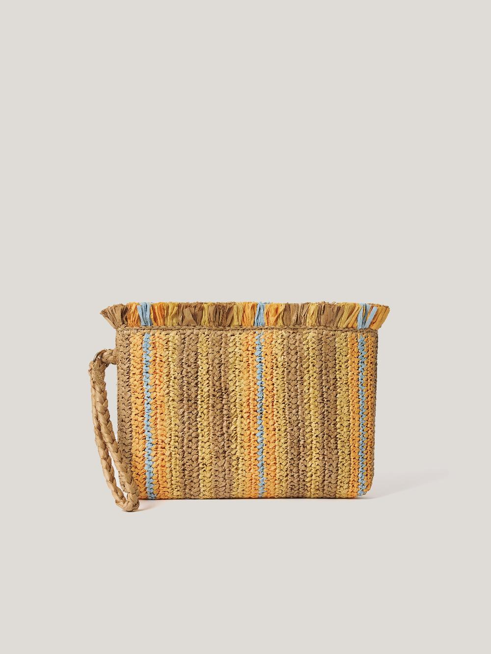 Jigsaw Striped Straw Pouch Multi
