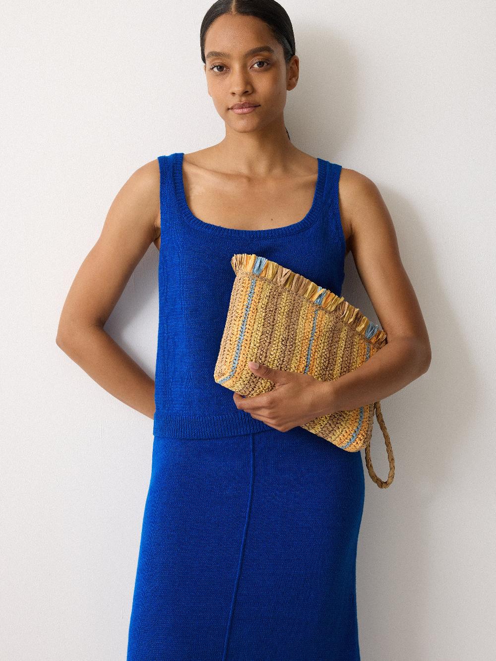 jigsaw Striped Straw Pouch Multi