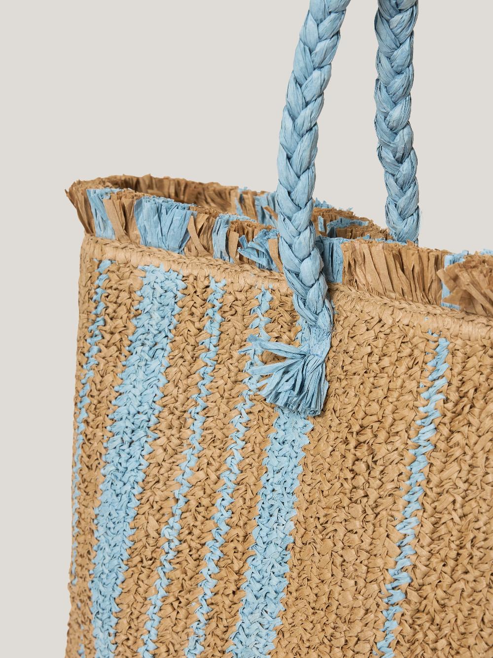 Jigsaw Striped Straw Tote Multi