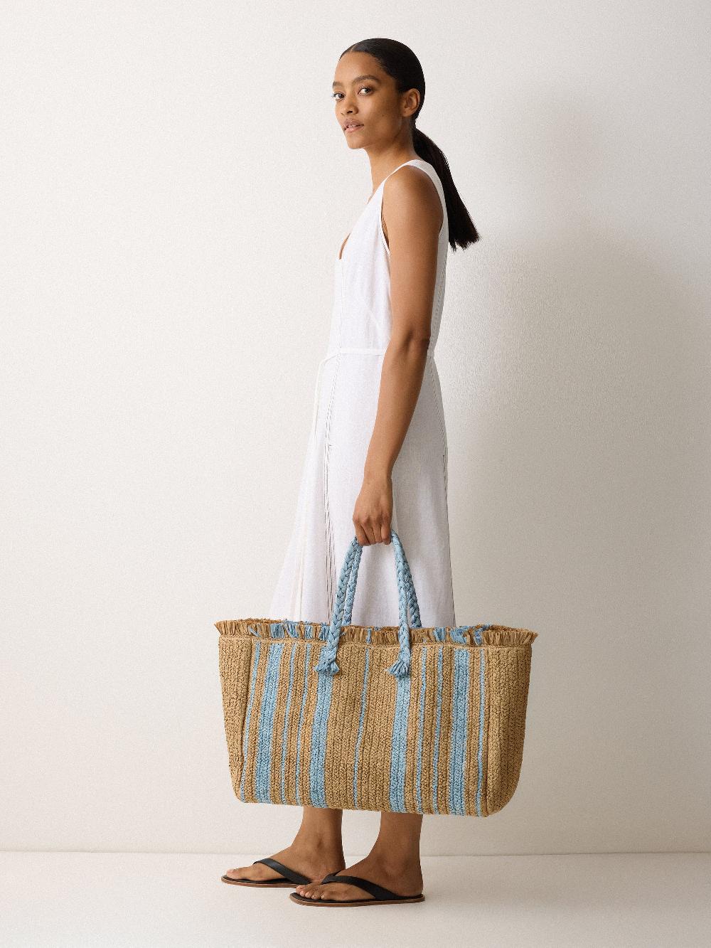 jigsaw Striped Straw Tote Multi