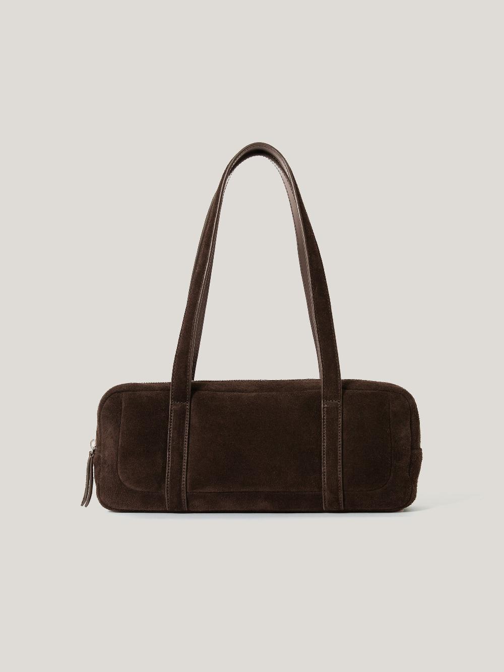 Jigsaw Suede Baguette Shoulder Bag Brown