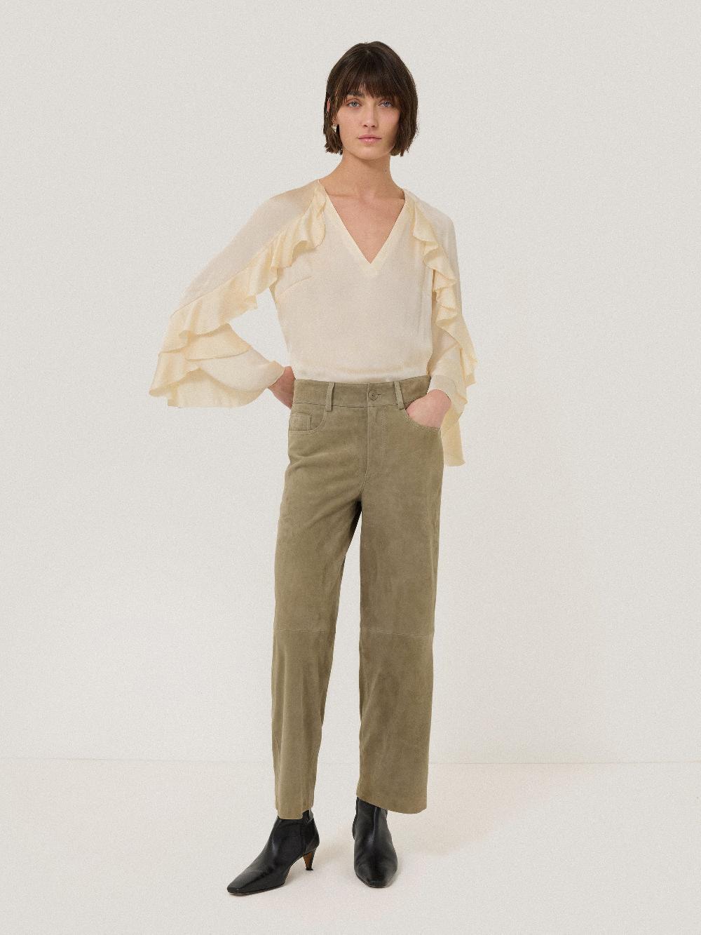 Jigsaw Suede Cropped Trouser Green