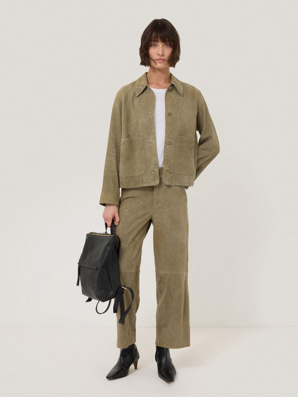 jigsaw Suede Cropped Trouser Green