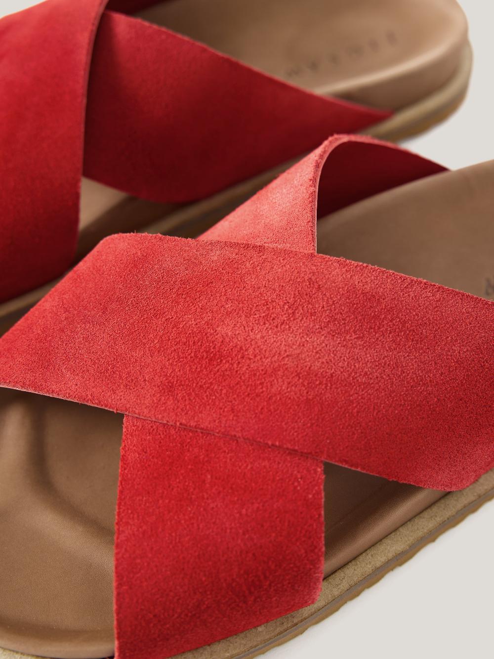 Jigsaw Suede Cross Strap Sandal Red