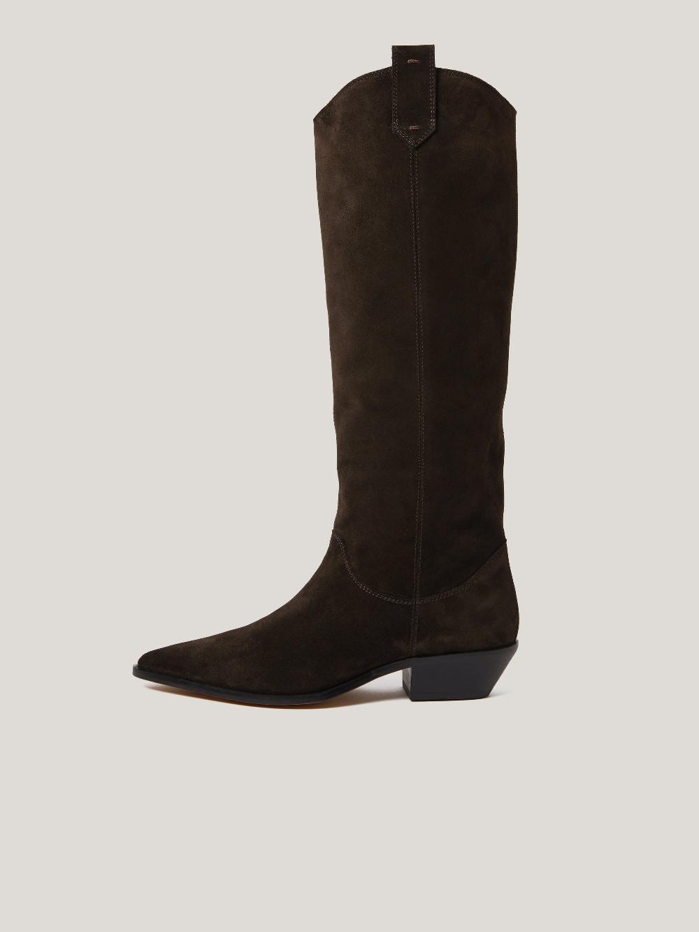 jigsaw Suede Knee High Western Boot Chocolate