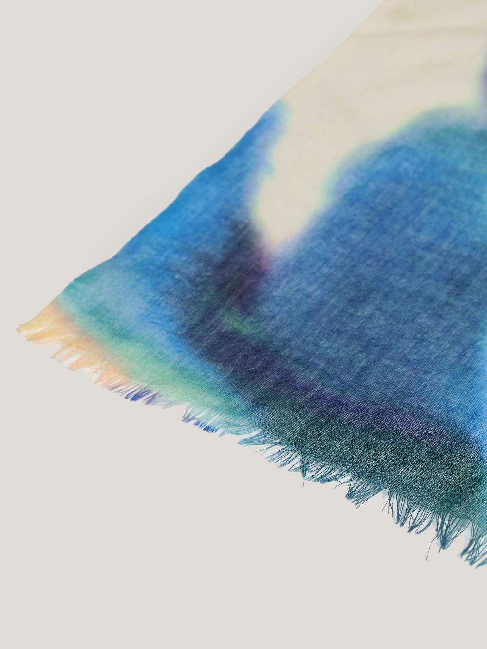 Jigsaw Sunset Floral Wool Silk Scarf Green