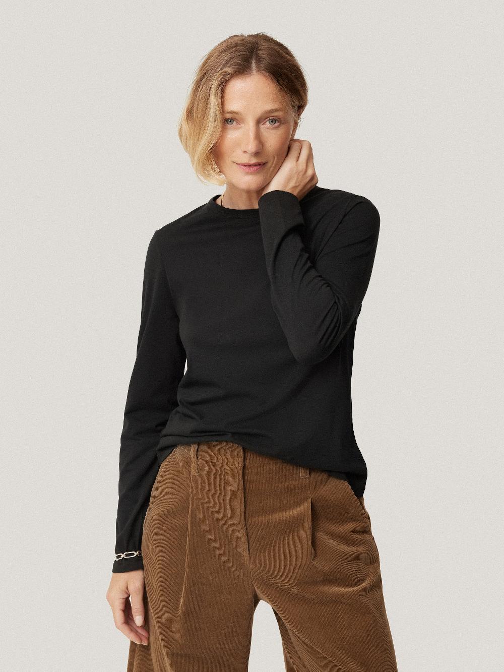 Jigsaw Supima Cotton Long Sleeve Tee Black