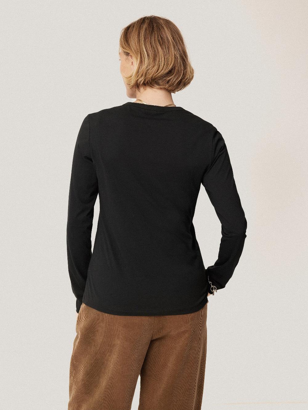 Jigsaw Supima Cotton Long Sleeve Tee Black