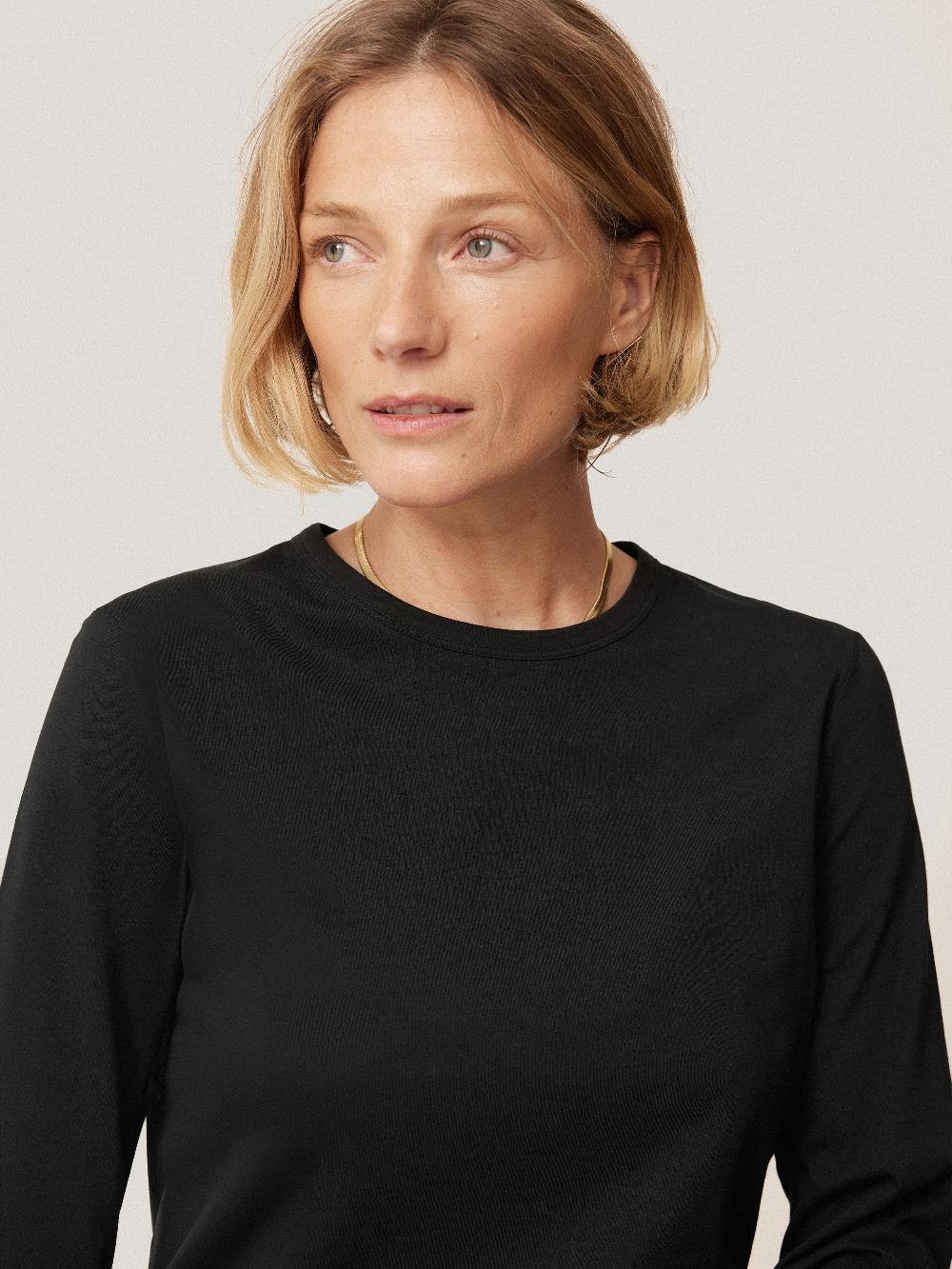 jigsaw Supima Cotton Long Sleeve Tee Black