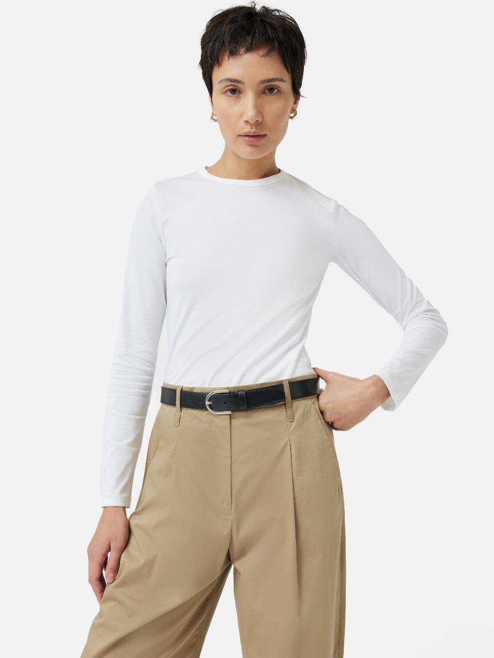 jigsaw Supima Cotton Long Sleeve Tee White