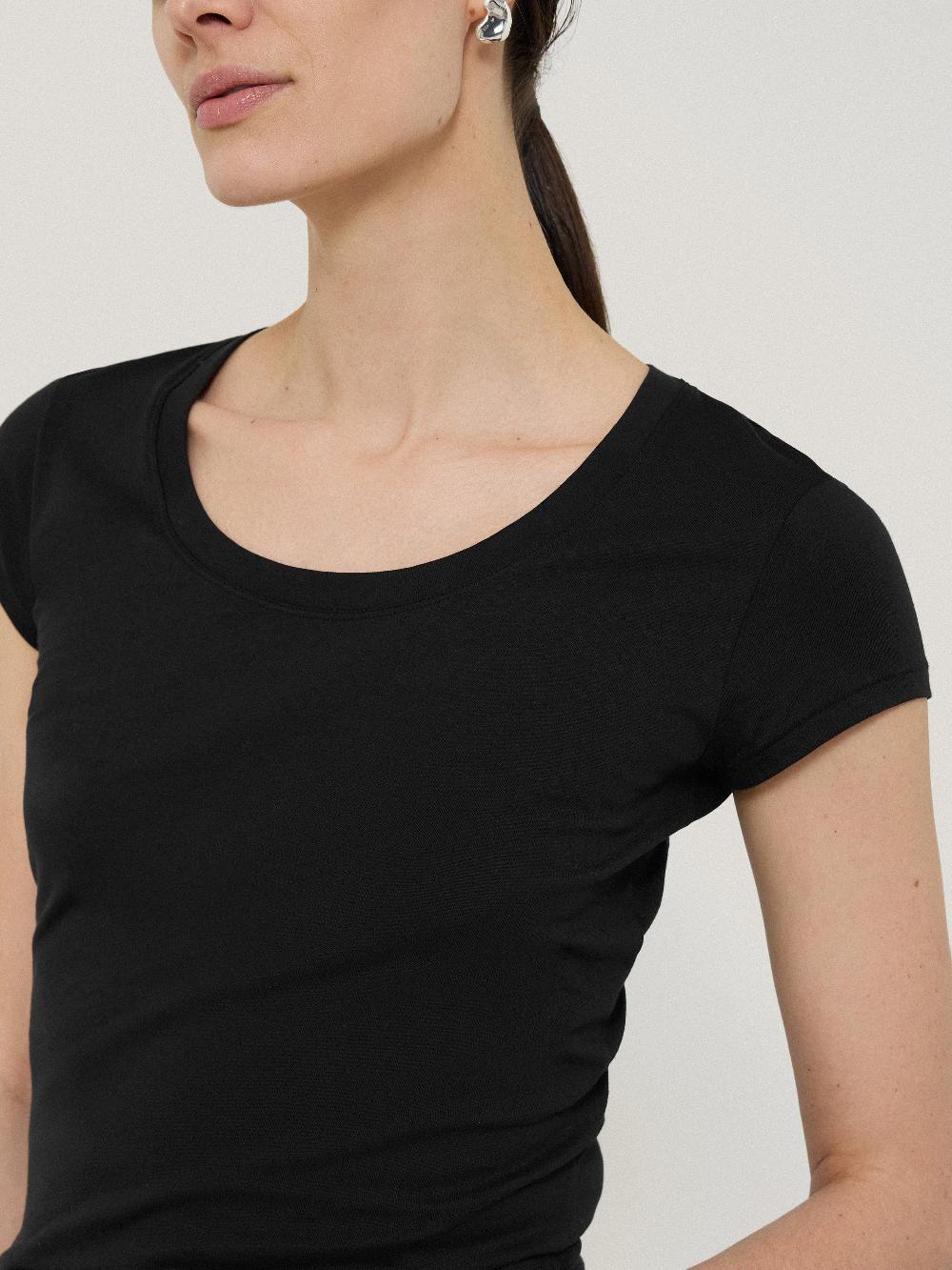 Jigsaw Supima Cotton Scoop Neck Tee Black