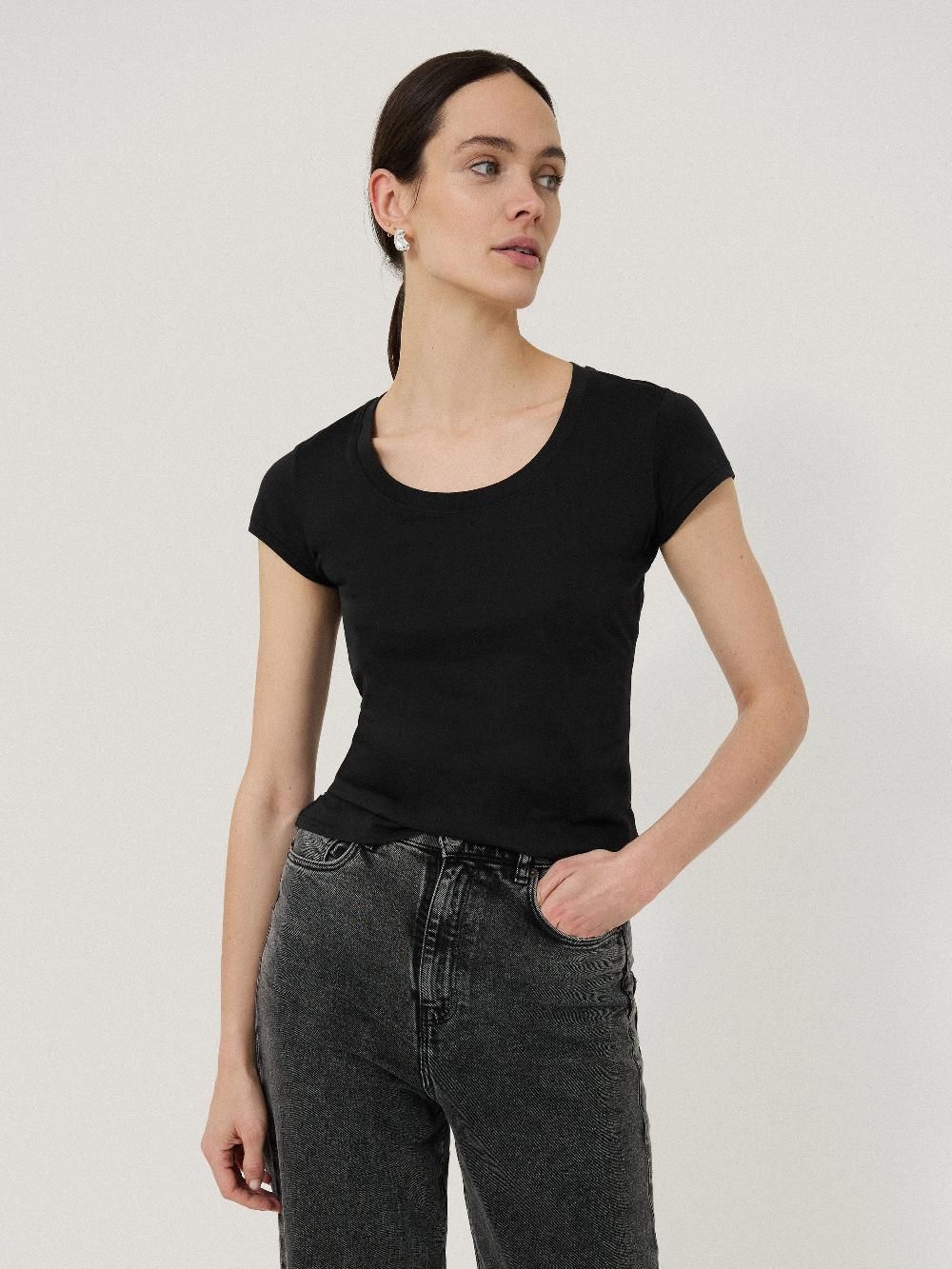 jigsaw Supima Cotton Scoop Neck Tee Black