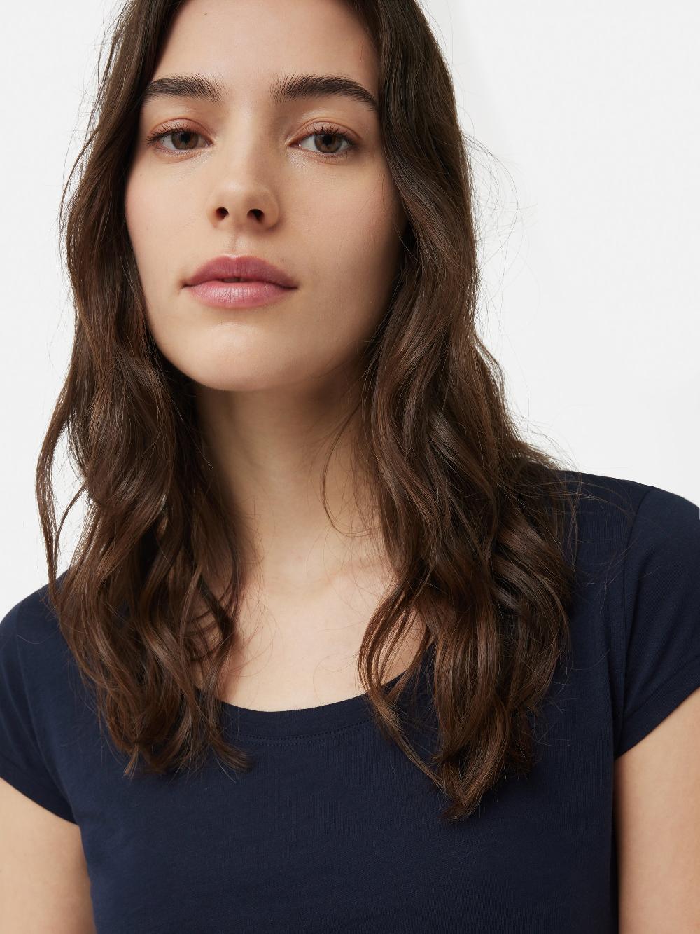 Jigsaw Supima Cotton Scoop Neck Tee Navy