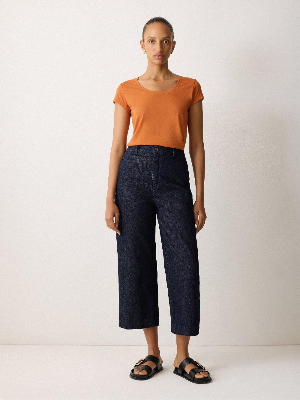 Jigsaw Supima Cotton Scoop Neck Tee Orange Shimmer