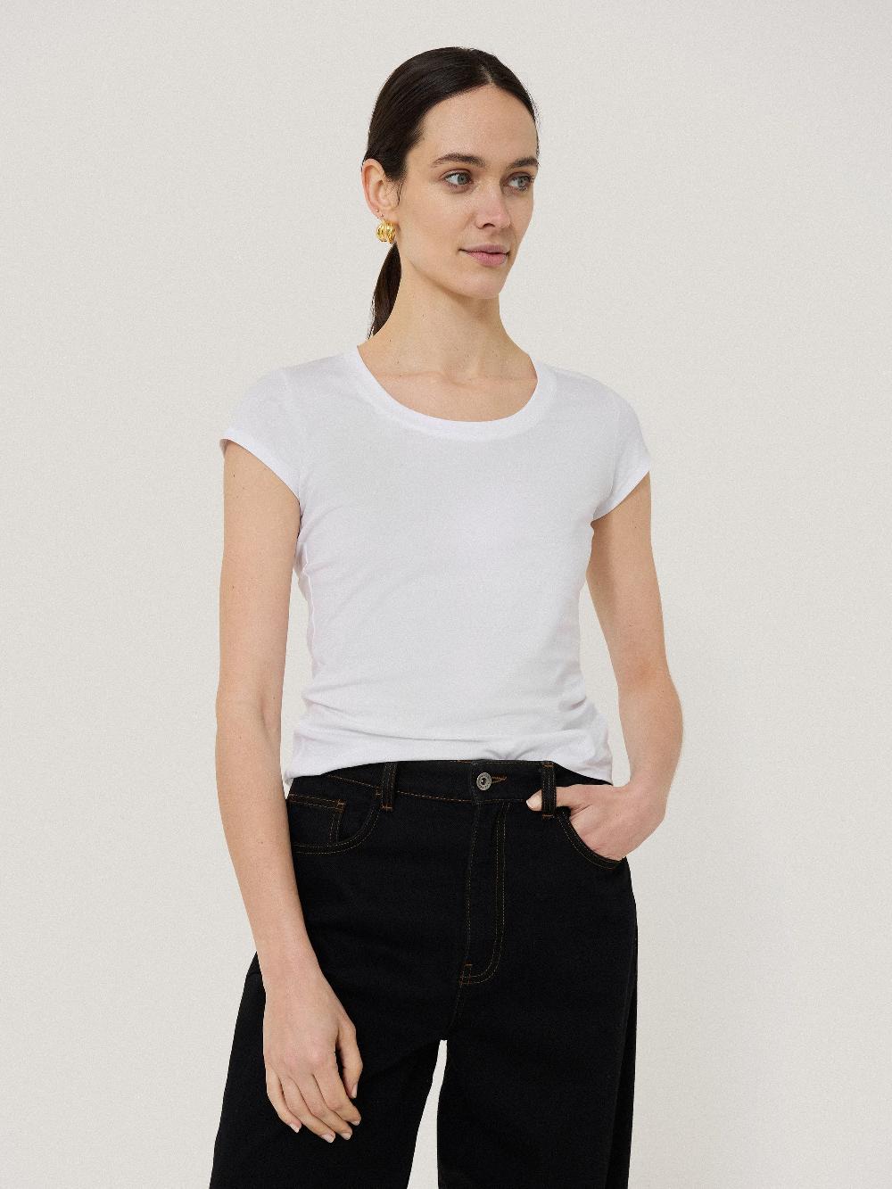 jigsaw Supima Cotton Scoop Neck Tee White
