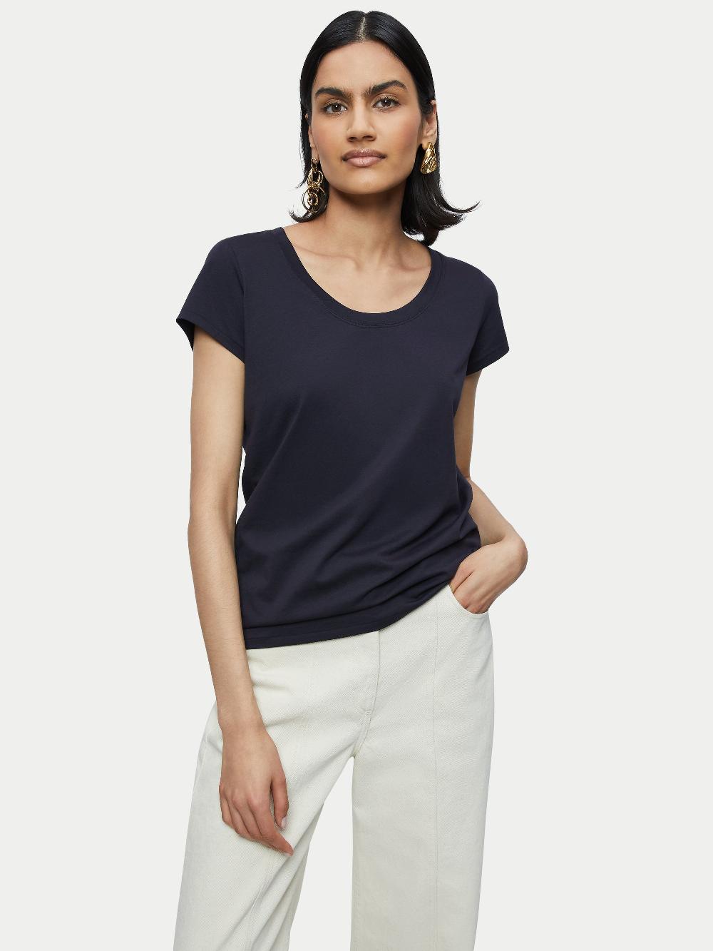 jigsaw Supima Cotton Short Sleeve Tee Navy