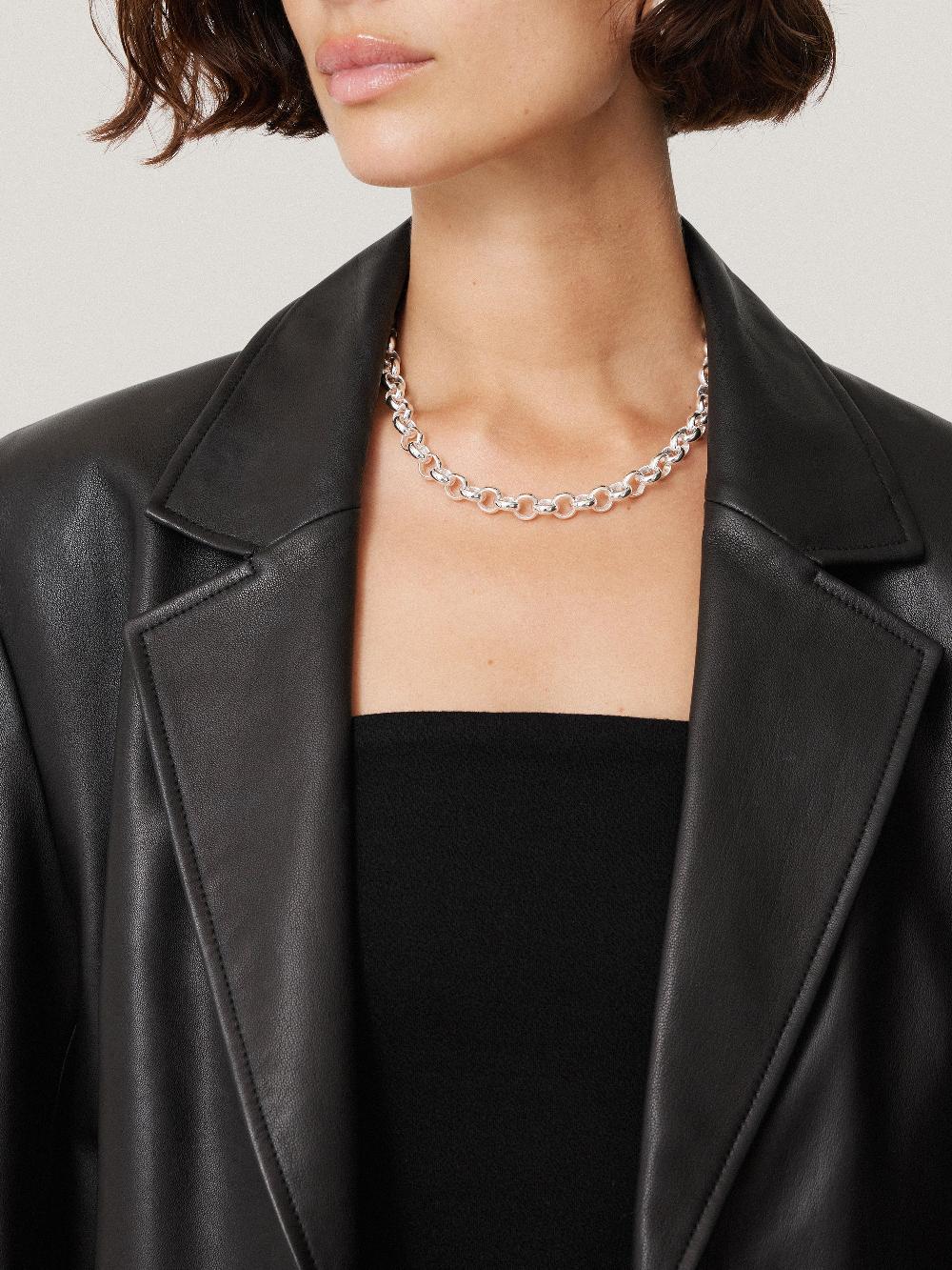 Jigsaw Tailored Leather Blazer Black