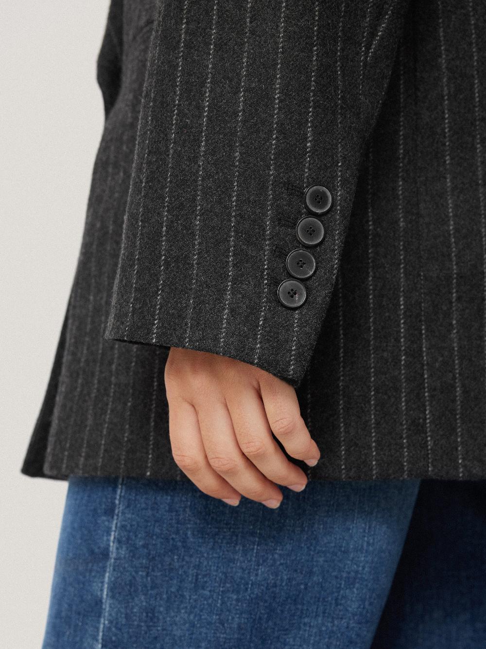 Jigsaw Tatton Italian Wool Pinstripe Blazer Grey