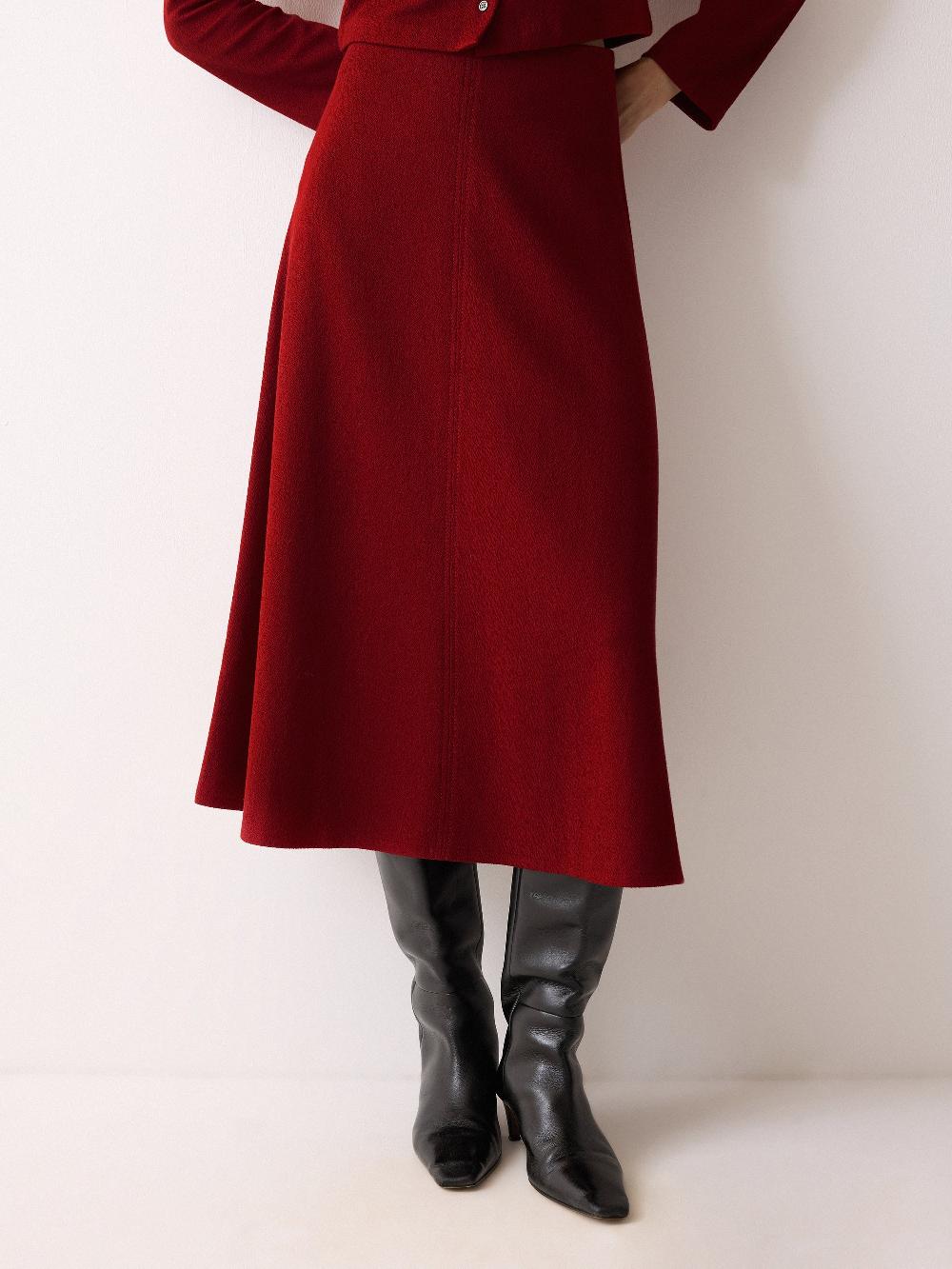 Jigsaw Textured Jersey A Line Skirt Red