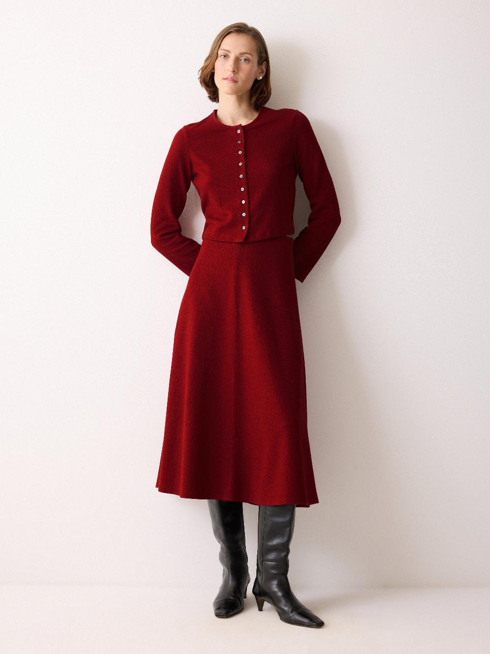 jigsaw Textured Jersey A Line Skirt Red