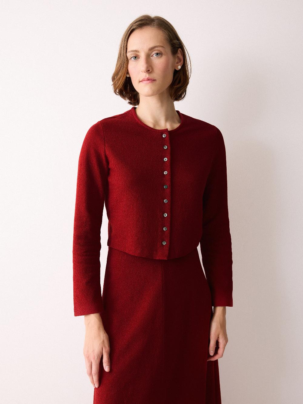 jigsaw Textured Jersey Cardi Jacket Red