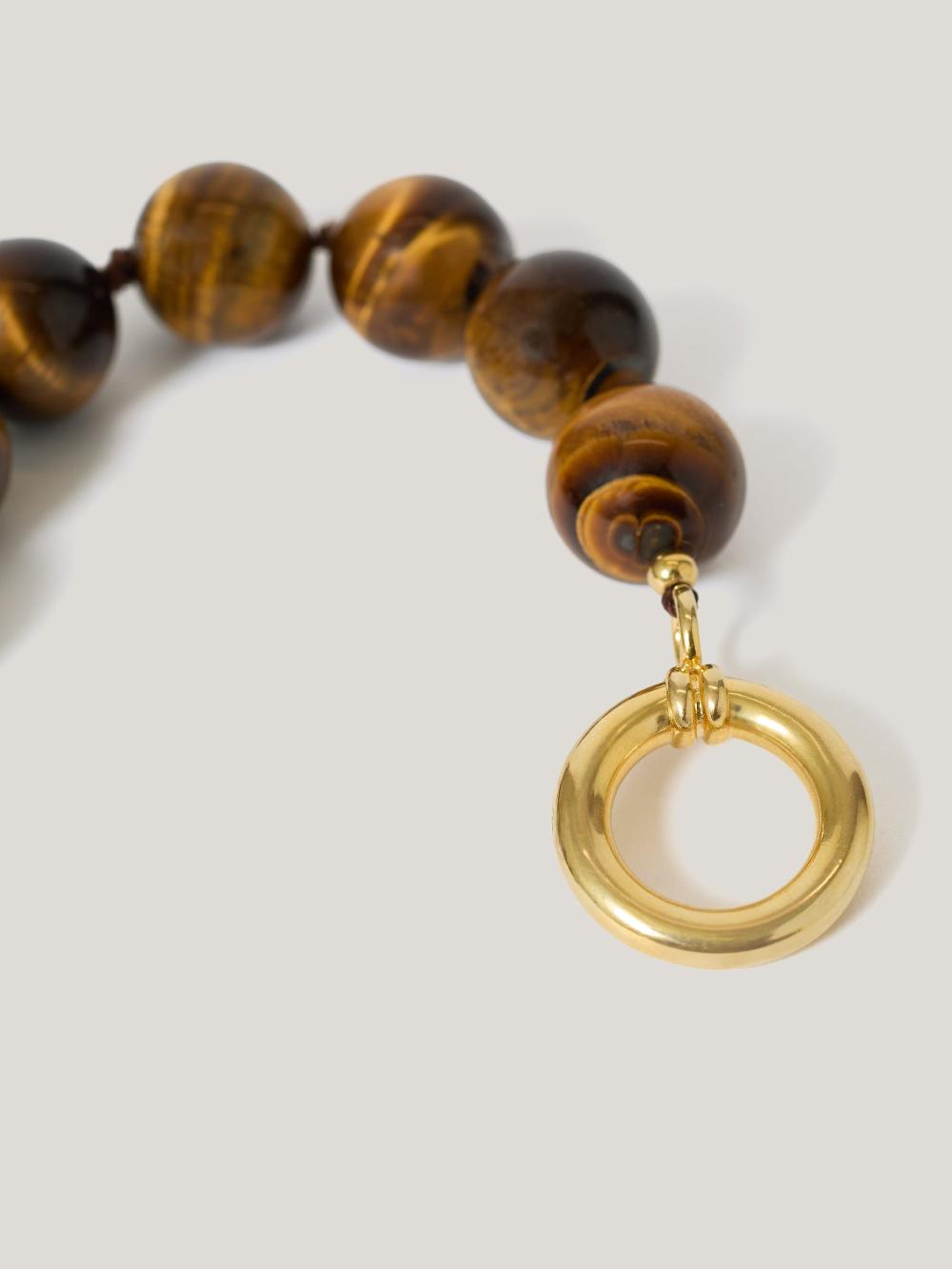Jigsaw Tigers Eye Bead Necklace BROWN
