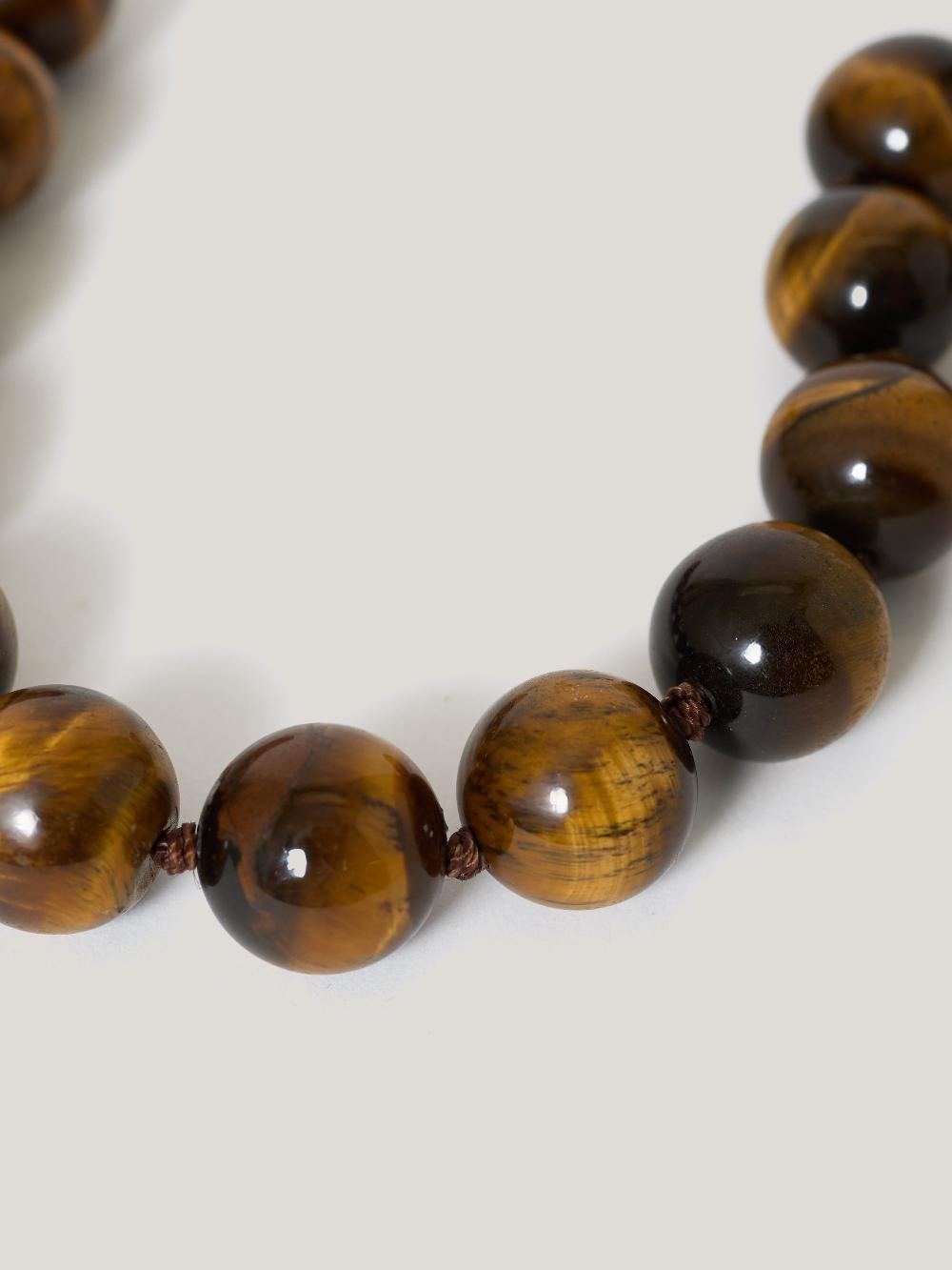 Jigsaw Tigers Eye Bead Necklace BROWN