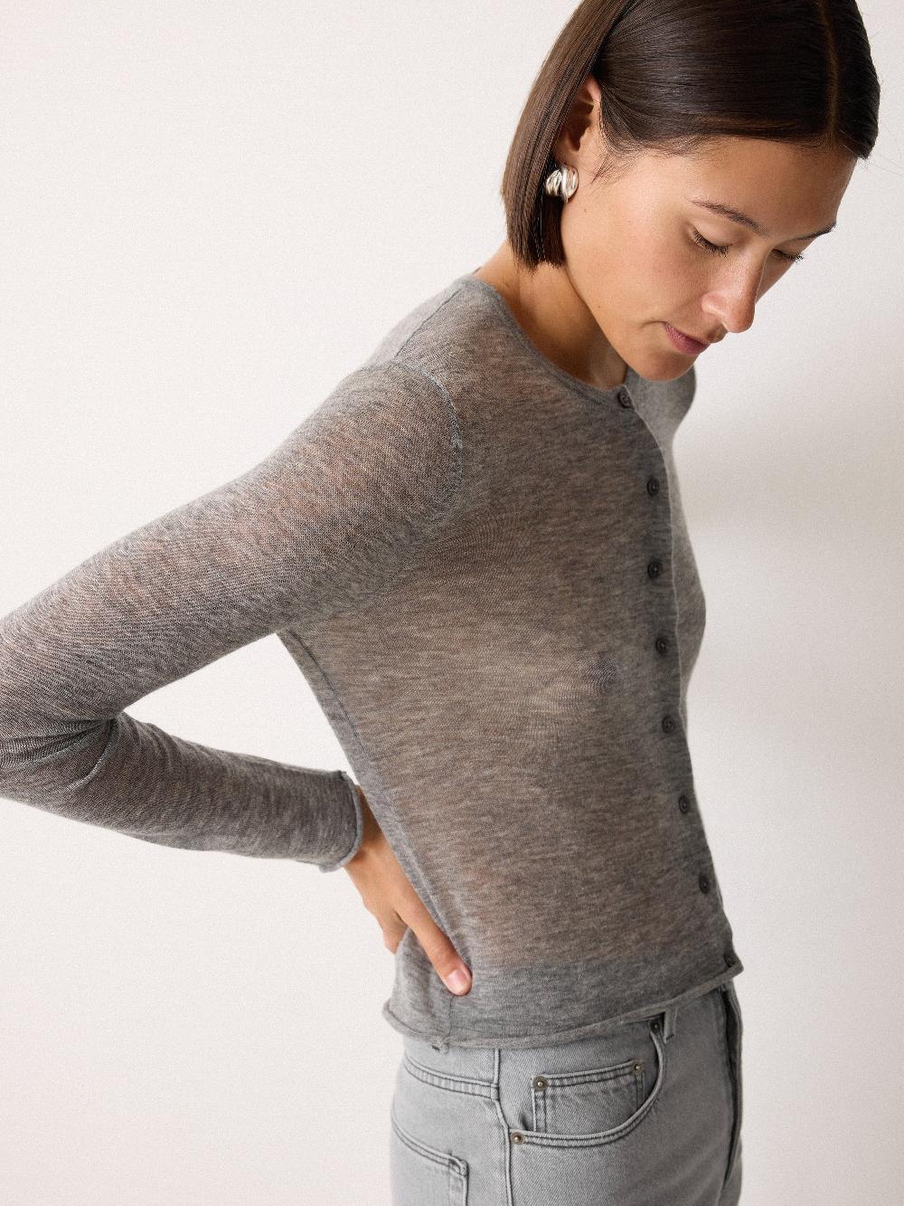 Jigsaw Tissue Wool Cardigan Grey