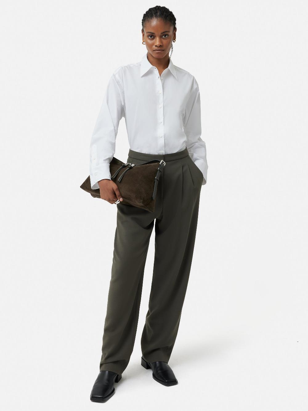 Jigsaw Trafalgar Suede Shoulder Bag Khaki