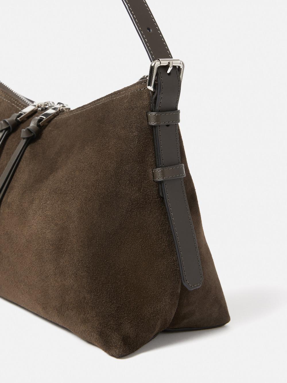 Jigsaw Trafalgar Suede Shoulder Bag Khaki