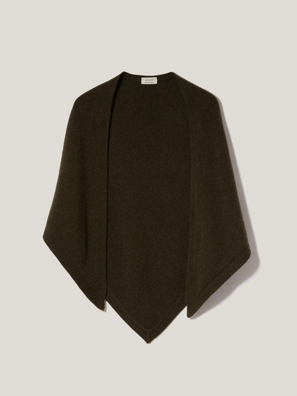 Jigsaw Triangle Knitted Scarf Dark Green