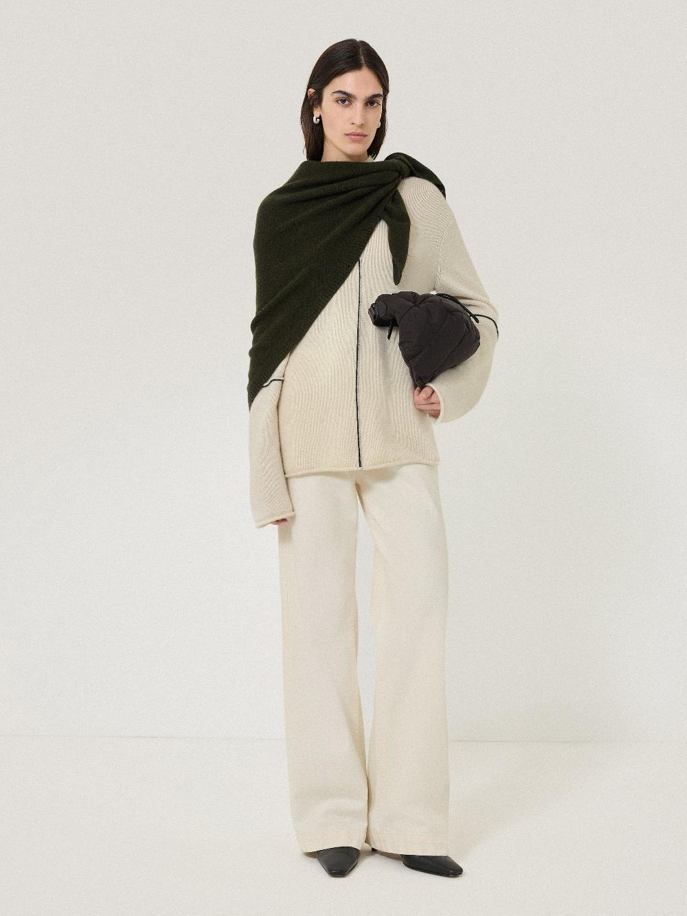 jigsaw Triangle Knitted Scarf Dark Green