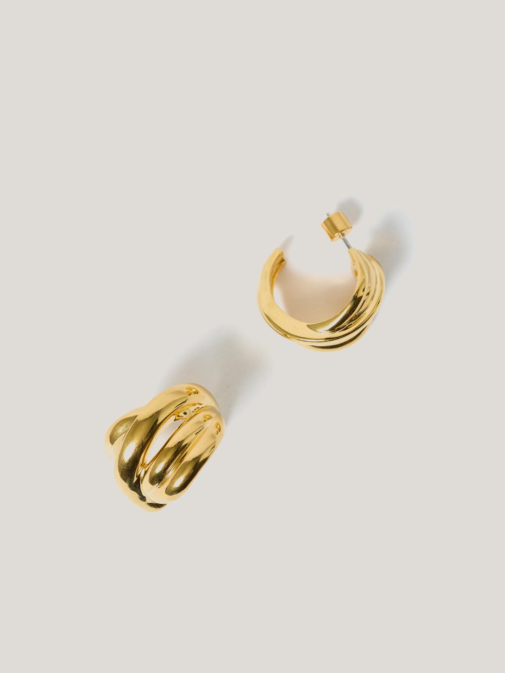jigsaw Twisted Dome Hoop Earring Gold