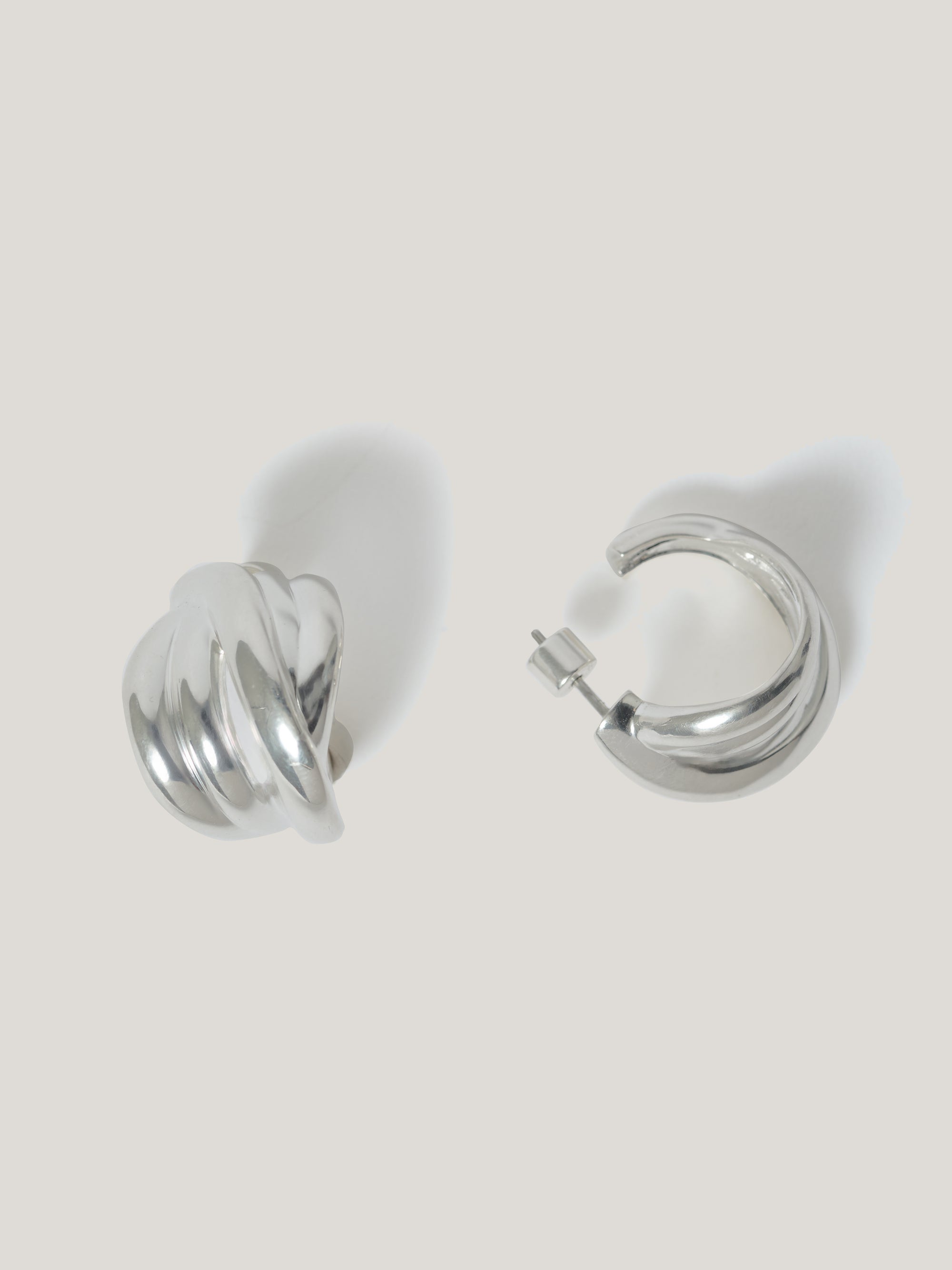 Jigsaw Twisted Dome Hoop Earring SILVER