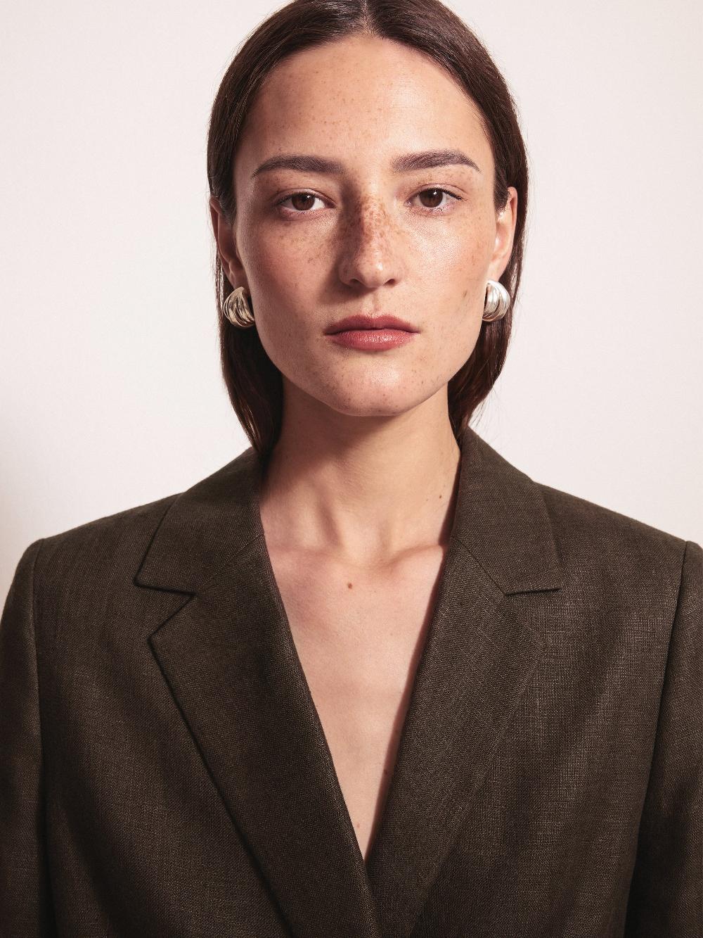 Jigsaw Twisted Dome Hoop Earring SILVER