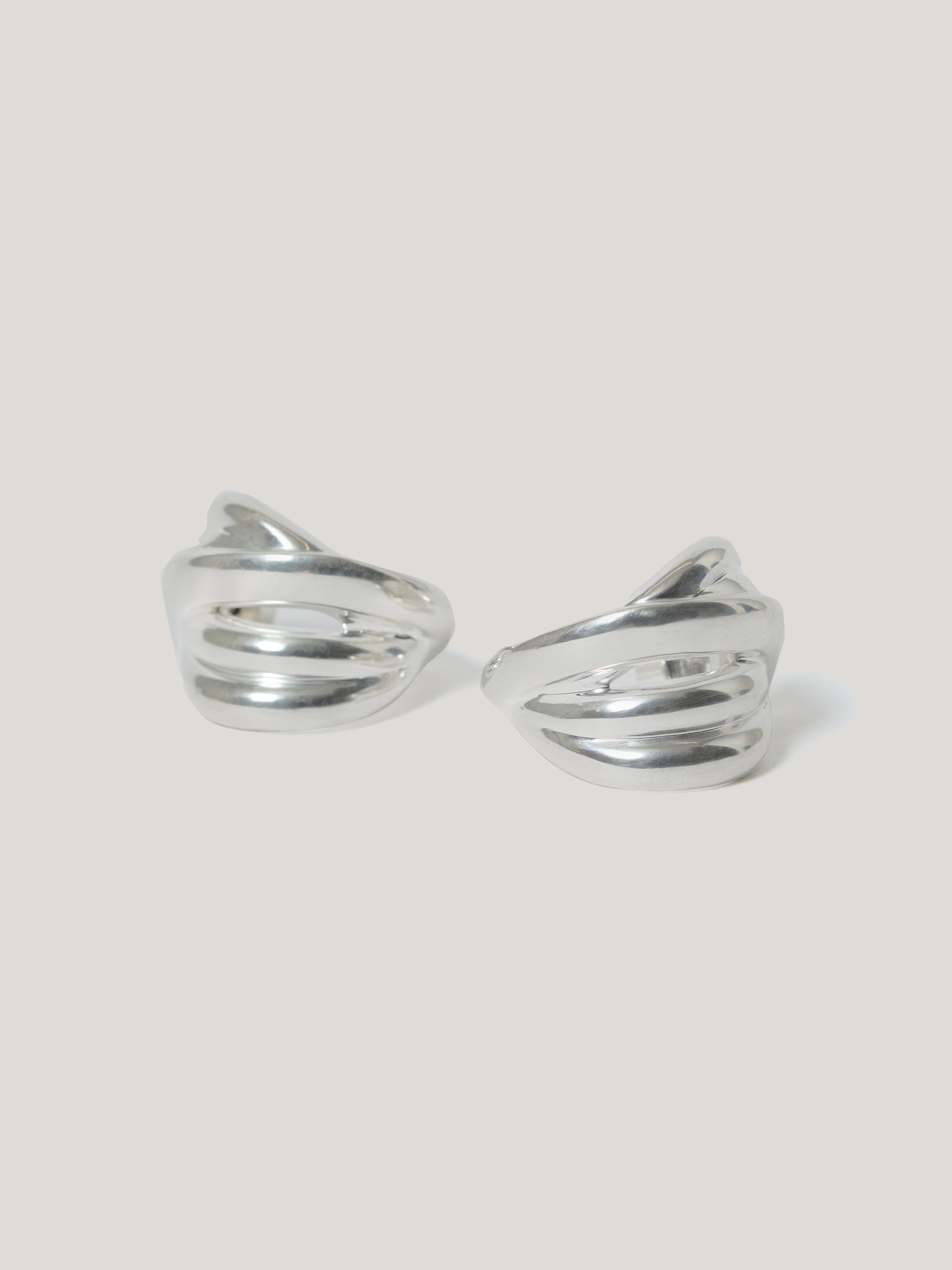 Jigsaw Twisted Dome Hoop Earring SILVER