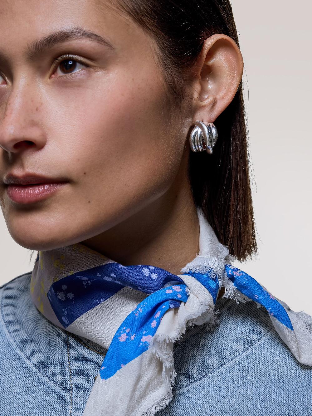 jigsaw Twisted Dome Hoop Earring SILVER