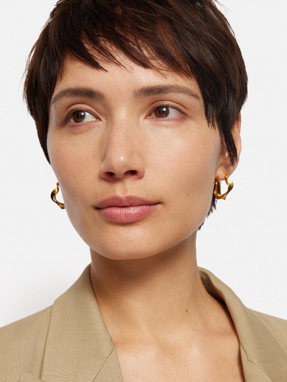 Jigsaw Twisted Hoop Earring Gold
